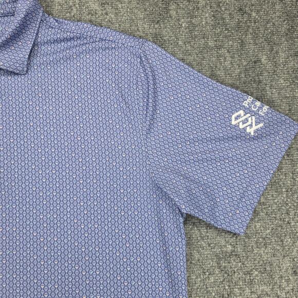 Peter Millar Shirt Mens Medium Blue Martini Glass AOP Summer Comfort Polo Golf - Picture 13 of 16